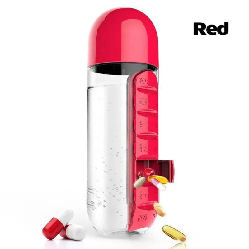 2 IN 1 Water Bottle With Pill Box