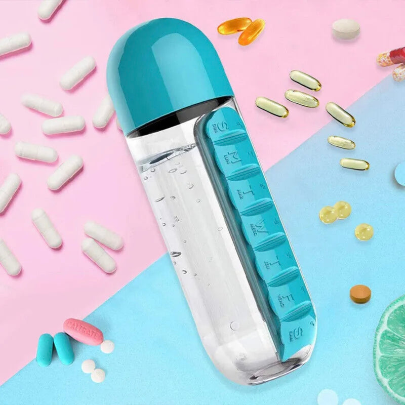 2 IN 1 Water Bottle With Pill Box