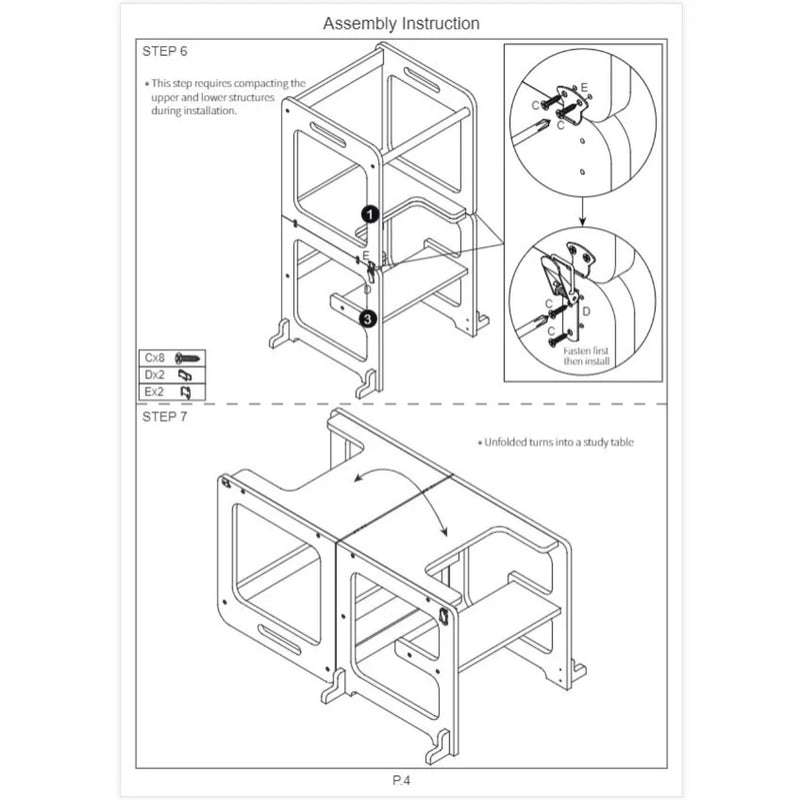 Montessori Multifunctional Learning Tower - 3-in-1 Design