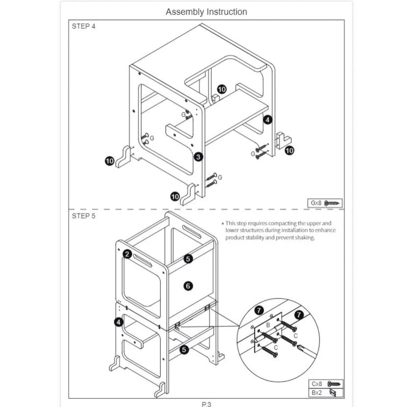 Montessori Multifunctional Learning Tower - 3-in-1 Design